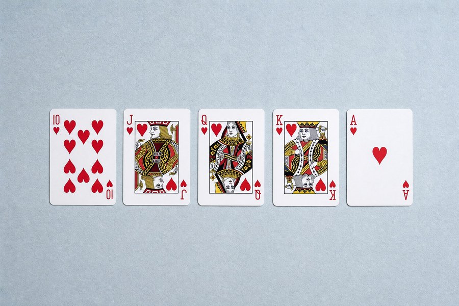 五张公共牌一字排开